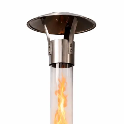 Produktbild von GARDENFLARE Klassik Feuerrohr Funkenfänger – Edelstahl Aufsatz mit Wärmestrahler-Effekt – Zubehör für Pelletfackel / Feuersäule in silber