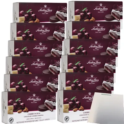 Produktbild von A.Berg Schokolade Kirsche in Rum VPE (12x220g Packung) + usy Block