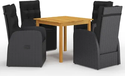 Produktbild von The Living Store 5-tlg. Garten-Essgruppe Schwarz