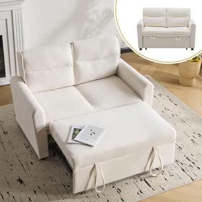 Immagine prodotto di Fortuna Lai [divano letto con funzione letto] Divano moderno a 2 posti / Divano letto pieghevole con funzione estraibile / Schienale regolabile / Cuscini schienale grandi inclusi / Salvaspazio per salotti piccoli