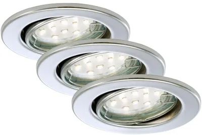 Immagine prodotto di Set di 3 lampade da incasso a LED, Ø 8,6 cm, 3 W, cromo, Briloner Leuchten