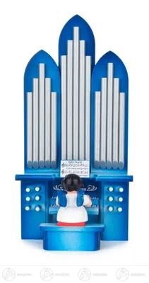 Produktbild von Engel mit Orgel - Blaue Flügel (18,5cm) von Kunstgewerbe Uhlig