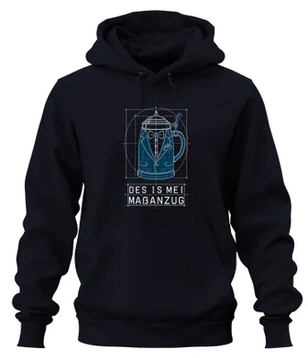 Produktbild von Des Is Mei Maßanzug Bierkrug Tracht Lederhose Hoodie Kapuzenpullover, Navy, L