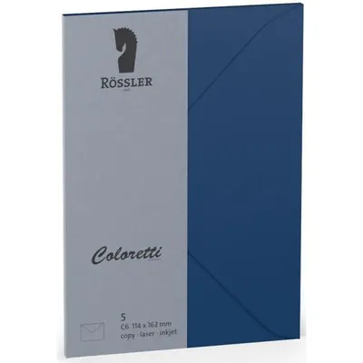 Produktbild von RÖSSLER Briefumschläge Coloretti jeans DIN C6 5 Stück