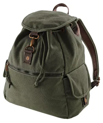 Produktbild von Quadra Vintage Segeltuch Rucksack - 18 Liter FK495 (Einheitsgröße) (Vintage Millitär Grün)