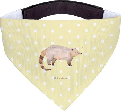 Produktbild von Mr. & Mrs. Panda Halstuch Für Hunde Nasenbär - Gelb Pastell - Geschenk, Hund, Rüsselbär, Nasenbären, Tuch, Lustige Sprüche, Hundeschal, Bär