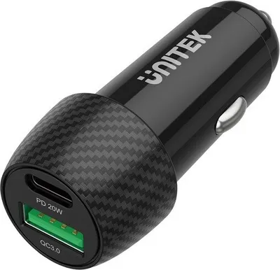Produktbild von Unitek P1400A Autoladegerät 38W USB-A USB-C QC 3.0 (P1400A)