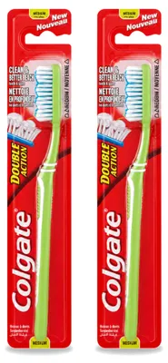 Produktbild von 2 x Colgate Double Action Zahnbürste Medium - Vorteilspackung - 2 Stücke