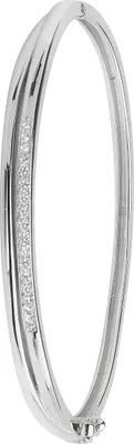 Produktbild von Wunderschöner 925 Sterling Silber Damen - Klappbar Armreif mit Zirkonia - 3mm, 14 Gramm; TRS21850