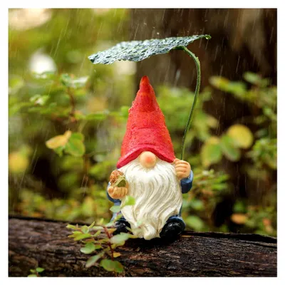 Produktbild von Gartenzwerg-Figur mit Blattschirm, 16,5 cm, Dekoration für Innen und Außen