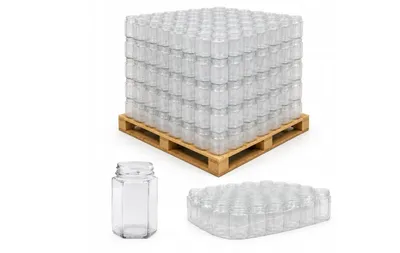 Produktbild von 800x Hexagonglas 280ml TO63 Halbpalette für Honig Marmelade Premium