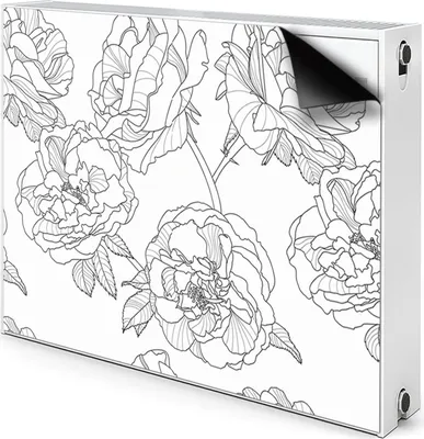 Produktbild von Magnet Heizkörper-Abdeckung Verkleidung Abdeckung Heizkörperabdeckung 90x60 cm  - Gezeichnet, Rosen