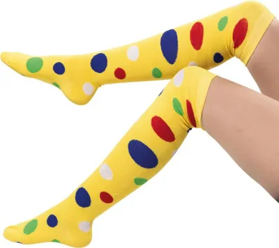 Produktbild von Overknees Clown Strümpfe Punkte Strumpfhose Karneval Fasching Damen Kostüm Zubehör