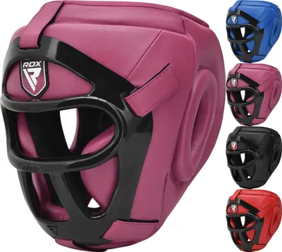 Produktbild von RDX Kopfschutz Boxen Gitter, Maya Hide Leder, MMA Kickboxen Kampfsport Thaiboxen Gesichtsschutz, Boxhelm Nasenschutz Muay Thai Taekwondo, Kopfschützer Training Head Guard Boxing Sparring Manner Damen
