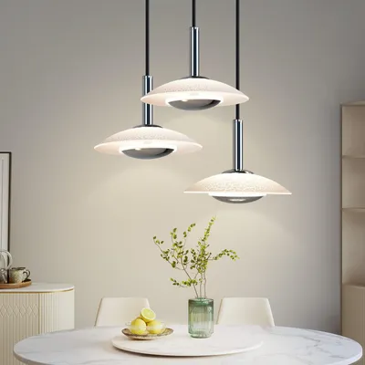 Image de ZMH Suspension Table de salle à manger LED Lampe à suspendre 3 feux Chrome Verre Métal Rond Lampe à suspendre Salle à manger Moderne Lampe à suspendre 3000K Blanc chaud