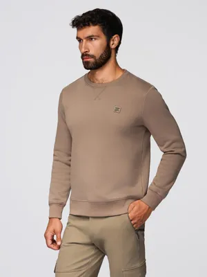Obrázek produktu pro Ombre Clothing Pánská mikina bez kapuce Xusip světle hnědá M