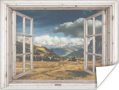 Produktbild von MuchoWow® Poster Holz - Aussicht - Berg 40x30 cm - Plakate für die Wände - Poster Wohnzimmer