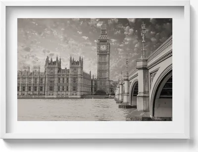 Produktbild von London England Big Ben– Wandbild mit Rahmen – Gerahmtes Bild  – Wanddekoration – 70x50 cm –  Schwarz Rahmen