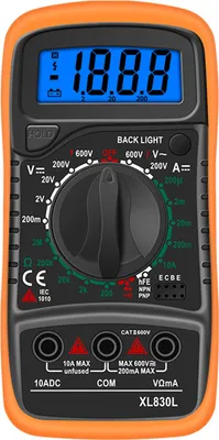 Obrázok produktu pre Digitálny multimeter XL830L, LCD podsvietený, prenosný, AC/DC voltmeter, ampérmeter, ohmeter a odporový tester, vysoko presný univerzálny prístroj