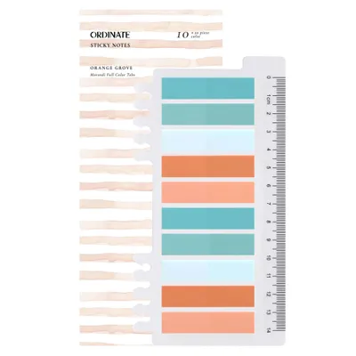Produktbild von Ordinate-Orange Grove | Index Sticker Tabs | Haftnotizen | Postit | Page Marker | Pastell Sticky Tabs | Aesthetic Haftstreifen Klebezettel mit Lineal