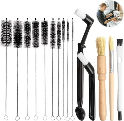 Produktbild von Kaffee Pinsel 15 Stück Kaffee Reinigungsbürste Barista Strohhalm Bürste Set Espressomaschine Bürste Kaffeemühle Reinigungspinsel Pfeifenreiniger Bürste für Kaffeemühle Kaffee Werkzeug Reinigungsbürste