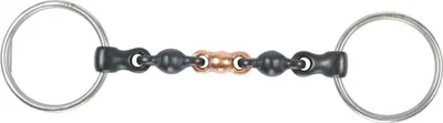 Immagine prodotto di Shires - Boccone Waterford in ferro (non inossidabile) Snaffle a testa d'acqua ER952 (6 in) (Nero)
