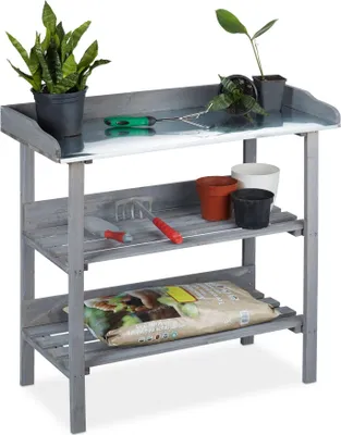 Image de Table jardinière en bois gris