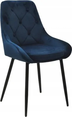 Image de Chaise de salle à manger PARIS bleu marine - rembourrée en velours côtelé, matelassée