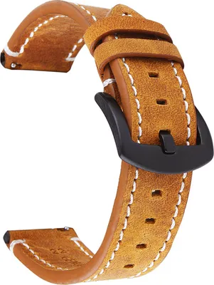 Produktbild von Set 18 mm 19 mm 20 mm 22 mm 24 mm Uhrenarmband Retro verstellbar universell verschleißfest bequemer Ersatz mit Federstegen Echtleder-Uhrenarmband für den täglichen Gebrauch-Braun,18mm