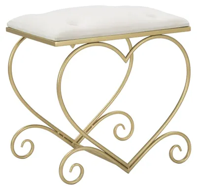 Obrázek produktu pro Stolička Heart v krémové a zlaté barvě – 50 x 37,5 x V 51,5 cm