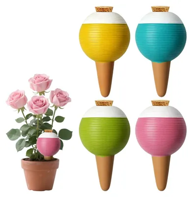 Image de Lot de 4 piquets d'arrosage en terre cuite pour plantes