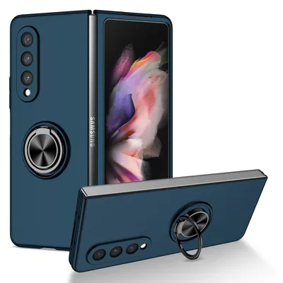 Obrázek produktu pro Tenké tvrdé PC pouzdro pro Samsung Galaxy Z Fold 3 5G, s prstencovým stojánkem Tmavě modrá