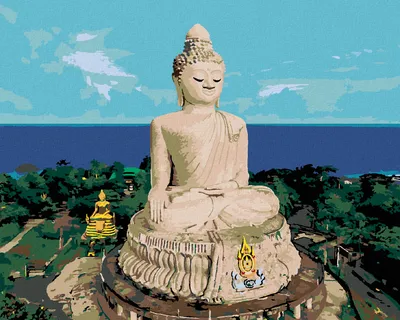 Image de Zuty - Peinture au diamant - BOUDDHA ET L'OCÉAN, 40 x 50 cm, sans cadre et sans toile tendue