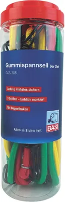 Produktbild von BASI - Gummispannseil 6er Set - GSS 305 - mit Doppelhaken - Länge je 2x 600mm/800mm/1000 mm - Zurrkraft 40 kg - 0004-0305