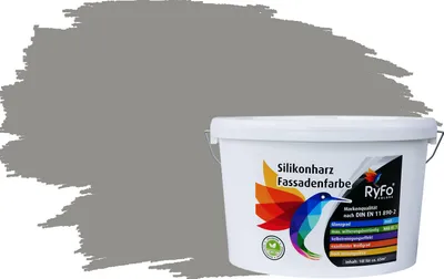 Produktbild von RyFo Colors Silikonharz Fassadenfarbe Lotuseffekt Trend Steingrau 10l - bunte Fassadenfarbe, weitere Grau Farbtöne und Größen erhältlich, Deckkraft Klasse 1