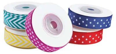 Produktbild von Colorations Bastelbänder Grosgrain Set mit 5 bunten Mustern 7,5 Meter