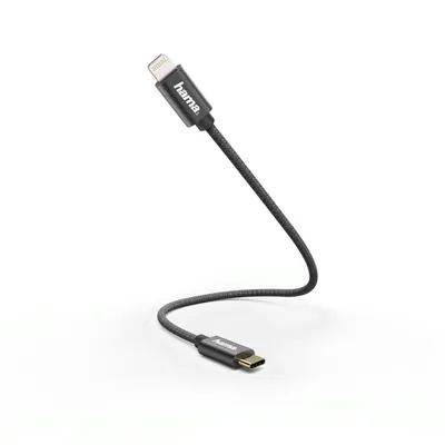 Produktbild von Hama 00187208, 0,2 m, Lightning, USB C, Männlich, Männlich, Schwarz