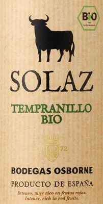 Produktbild von Osborne Solaz Tempranillo trocken 2019 Spanien | 13,0 % vol | 0,75 l