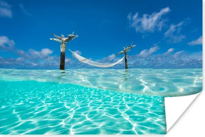 Produktbild von MuchoWow® Poster Sommer - Meer - Hängematte 180x120 cm - Fotoplakat