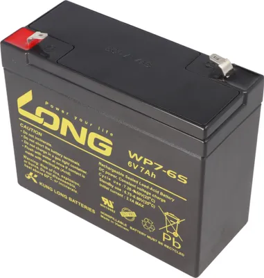 Produktbild von Kung Long WP7-6S F1 Blei-Vlies-Akku, 6Volt, 7Ah mit 4,8mm Faston Anschluss