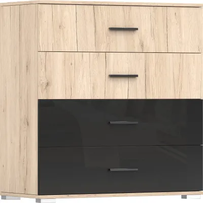 Produktbild von Kommode Sideboard Anrichte mit 4 Schubladen San Remo Sand/Schwarz BARI 90cm