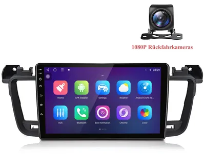 Produktbild von Android Autoradio mit Rückfahrkamera für Peugeot 508 2011-2018 CarPlay Android Auto GPS Navi 6+128GB 4G LTE WIFI RDS SWC BT DAB+9 Zoll