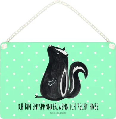 Produktbild von Mr. & Mrs. Panda Schild Stinktier Sitzen DIN A4 - Türkis Pastell - Geschenk, Wildtier, wandtafel, Türschild, Raubtier, Spruch, holzbild, kleine aufmerksamkeit, Büro