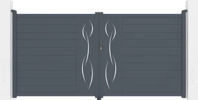 Produktbild von Doppelflügeltor aus Aluminium 3,5m LIFE H.180cm grau