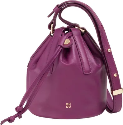 Produktbild von Lila Naturleder Beutel Handtasche mit Schulterriemen, 14 cm B x 18,5 cm H x 14 cm L