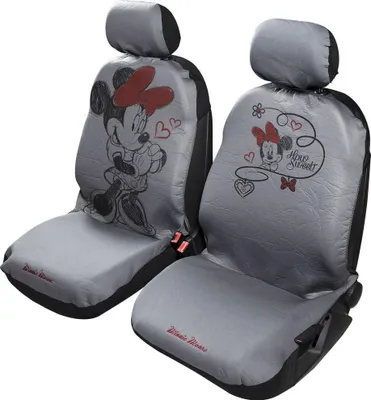 Produktbild von Tataway Paar Autositzbezüge für vorne, Minnie Mouse, Mickey Mouse, Kopfstütze, Grau, Rot, Airbag-kompatibel, universell für alle Autos