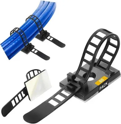 Produktbild von Famanu Kabelclips Set 80 Stück - Verstellbare, wiederverwendbare Kabelbinder für Zuhause und Büro