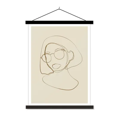 Produktbild von MuchoWow® Textilposter Frau - Linienkunst - Minimalismus 120x160 cm mit schwarzem Rahmen - Magnetischer