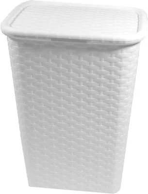 Produktbild von Ibenzoa® Stilvolle geflochten Wäschekorb aus Kunststoff mit großem Volumen und weißem Design