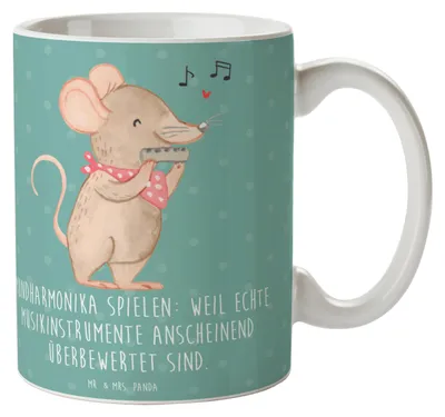 Produktbild von Mr. & Mrs. Panda Kaffeetasse Mundharmonika Freude - Meeresbrise - Geschenk, Musik, Humor, schöne tasse, Lernen, Musiker, Folklore, Musikinstrument, Teetasse, Ironie